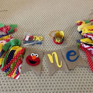 Elmo first birthday high chair set